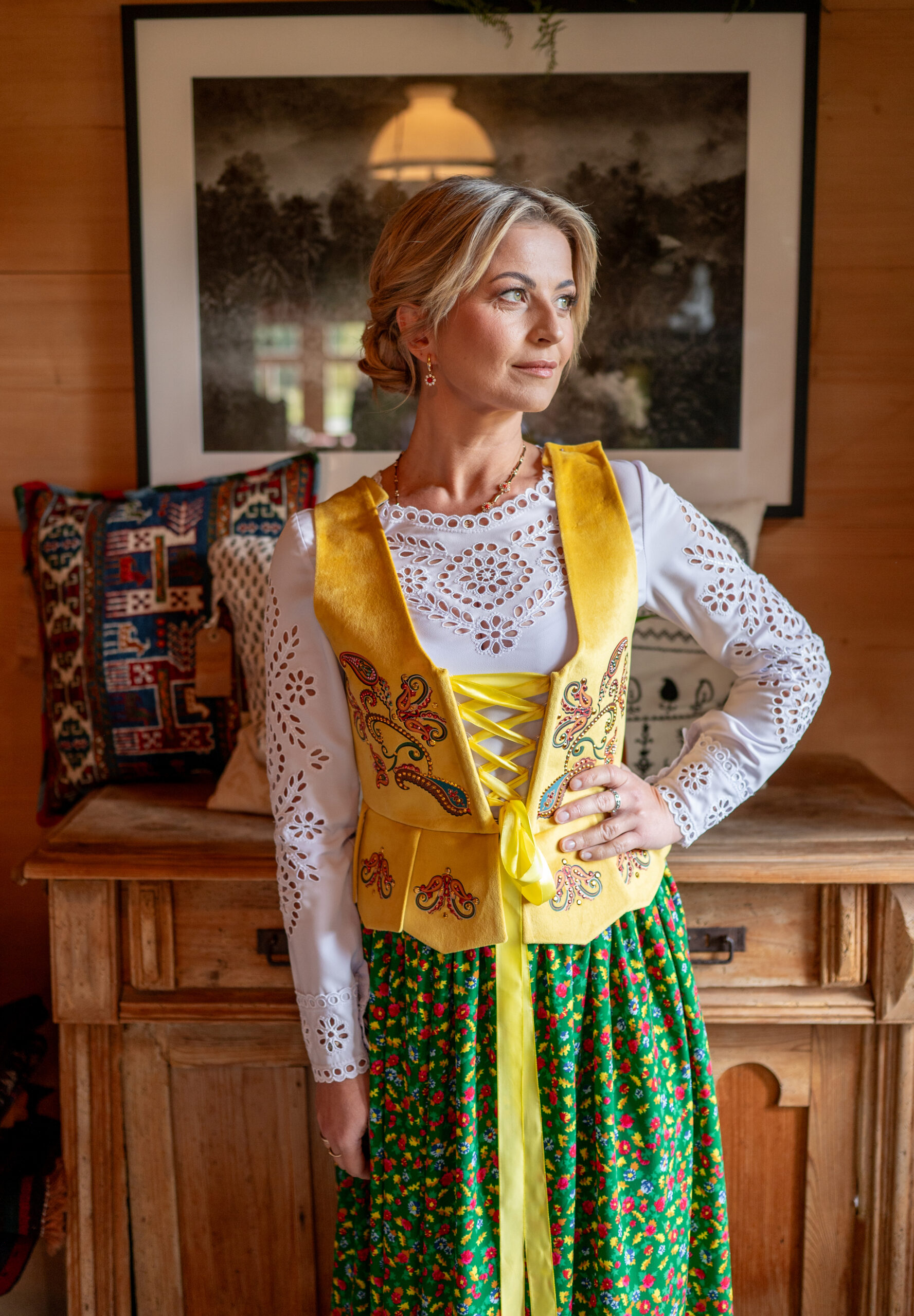 Spódnica góralska siecka — zielona